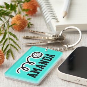 Volleyball keychain gift with custom name