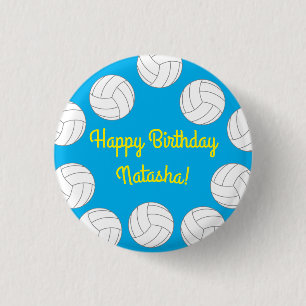 Volleyball Kids Birthday Party Sports 1 Inch Round Button