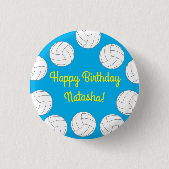 Volleyball Kids Birthday Party Sports 1 Inch Round Button (Front)