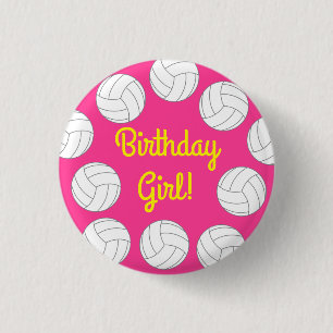 Volleyball Kids Birthday Party Sports 1 Inch Round Button