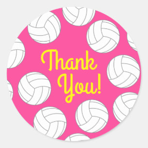 Volleyball Kids Birthday Party Sports Classic Round Sticker