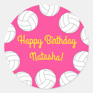 Volleyball Kids Birthday Party Sports Classic Round Sticker