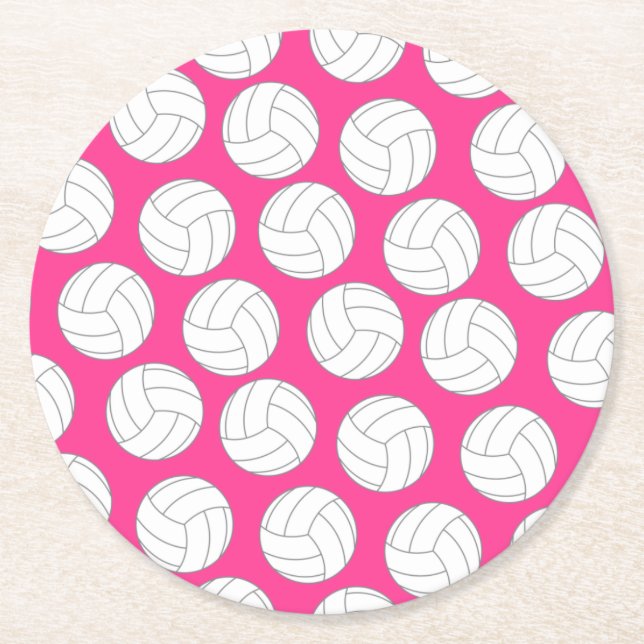 Volleyball Kids Birthday Party Sports Round Paper Coaster (Front)