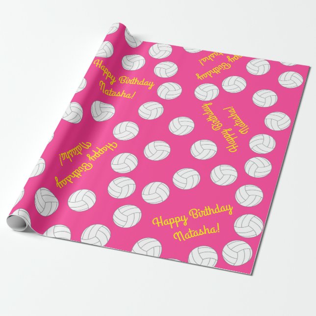 Volleyball Kids Birthday Party Sports Wrapping Paper (Unrolled)
