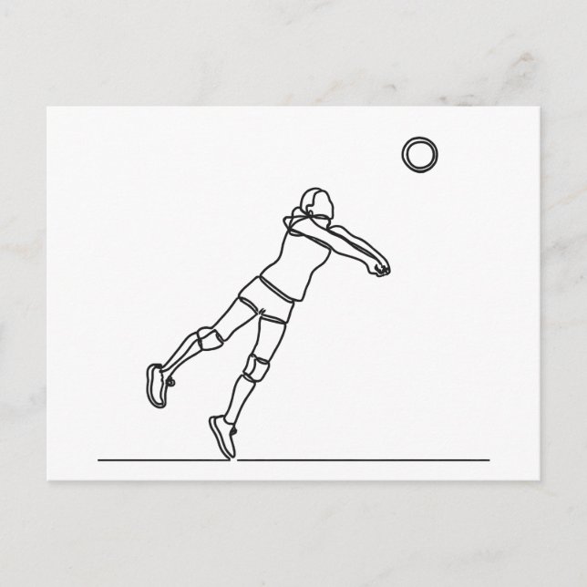 volleyball libero line drawing postcard (Front)