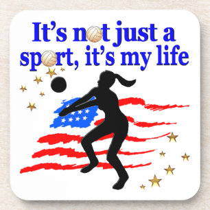VOLLEYBALL LIFE USA FLAG DESIGN COASTER