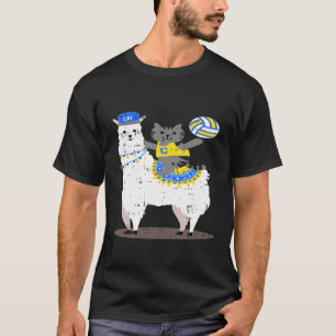 Volleyball Llama Cat Cool Cute Birthday  Idea Outf T-Shirt
