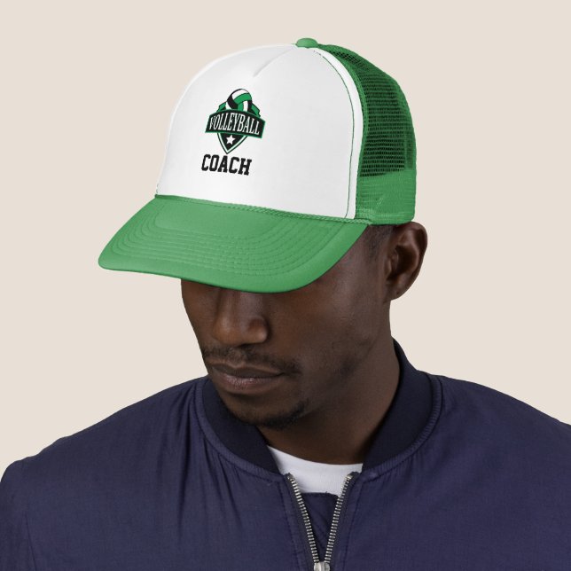 Volleyball Logo Coach - Green Trucker Hat (In Situ)
