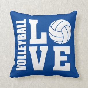 Volleyball Love Blue Throw Pillow