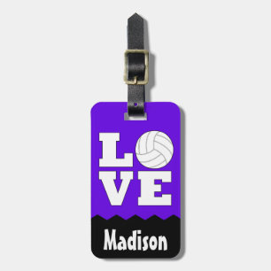 Volleyball LOVE Custom Name and Colour Cute Bag Ta Luggage Tag