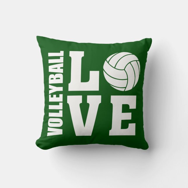 Volleyball Love Green Throw Pillow (Front)
