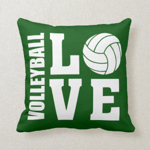 Volleyball Love Green Throw Pillow
