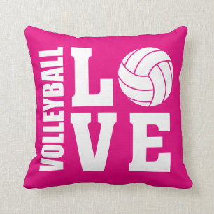 Volleyball Love Pink Throw Pillow