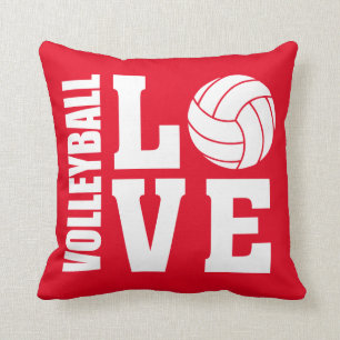 Volleyball Love Red Throw Pillow