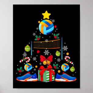 Volleyball Lover Christmas Tree Funny Sports Playe Poster