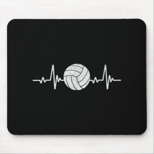 Volleyball Lover Heartbeat Vintage Retro Volleybal Mouse Pad