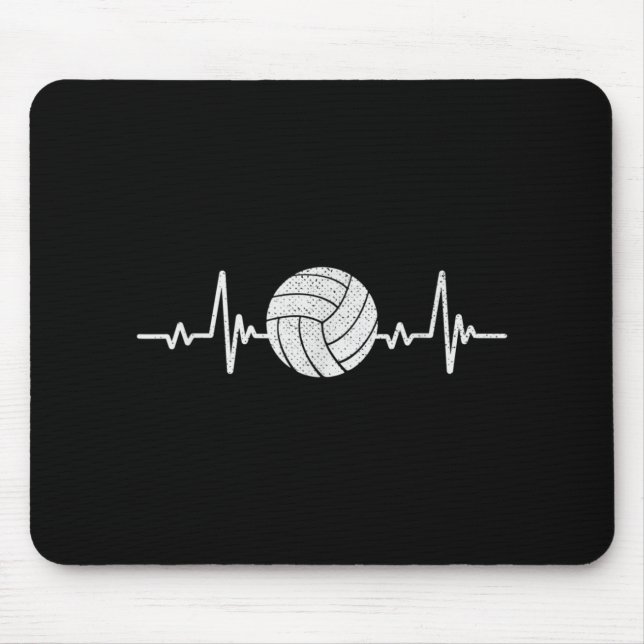 Volleyball Lover Heartbeat Vintage Retro Volleybal Mouse Pad (Front)