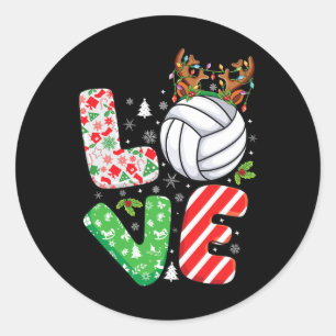 Volleyball Lovers Boys Girls Kids Xmas Christmas V Classic Round Sticker