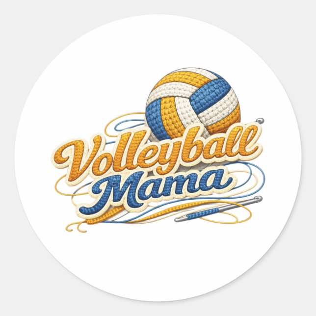 Volleyball Mama Sticker (Retro Script) (Front)