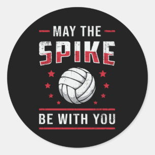 Volleyball May The Spike Be With You Retro Player Classic Round Sticker