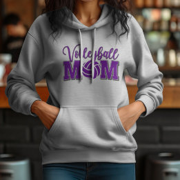 Volleyball Mom in Purple Hoodie