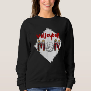 Volleyball Mom Leopard  Ball Mom Mother's Day Sweatshirt