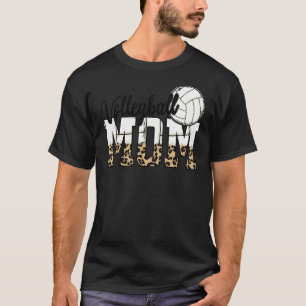 Volleyball Mom Leopard Ball Mom Mother's Day T-Shirt