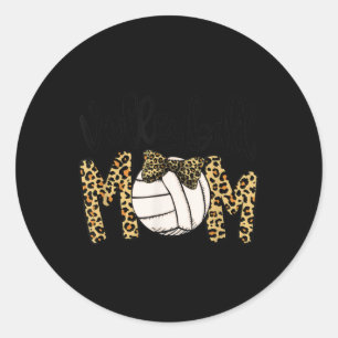Volleyball Mom Leopard Fun Ball Mom Mother's Day G Classic Round Sticker
