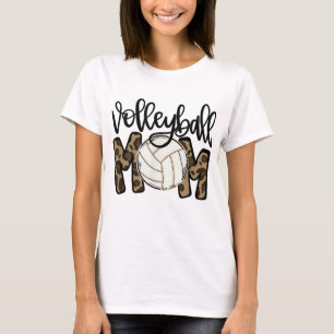 Volleyball Mom Leopard Funny Ball Mom Mother's Day T-Shirt