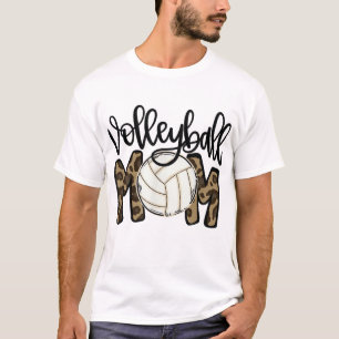 Volleyball Mom Leopard Funny Ball Mom Mother's Day T-Shirt