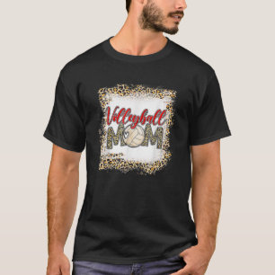Volleyball Mom Leopard Funny Sport Ball Mom Mother T-Shirt