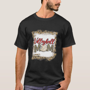 Volleyball Mom Leopard Funny Sport Ball Mom Mother T-Shirt
