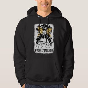 Volleyball Mom Leopard Messy Bun Ball Mom Mother's Hoodie