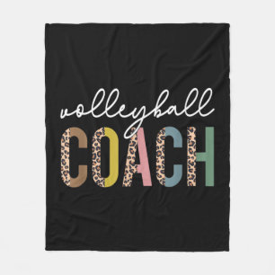 Volleyball Mom Leopard Volleyball Coach Team Gift  Fleece Blanket
