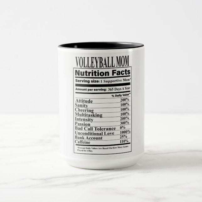 Volleyball Mom Nutrition Facts Mug (Center)