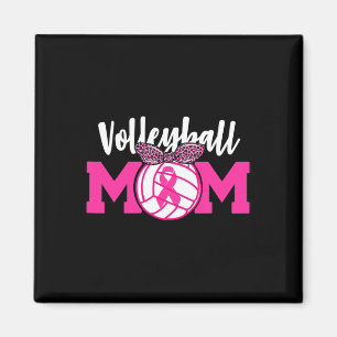 Volleyball Mom Pink Ribbon Breast Cancer Awareness Magnet