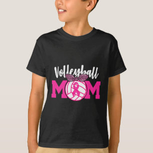 Volleyball Mom Pink Ribbon Breast Cancer Awareness T-Shirt