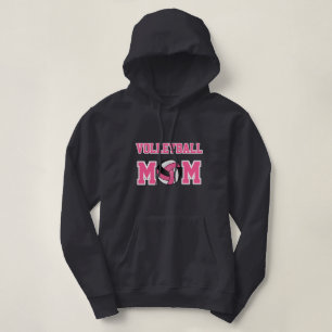 Volleyball Mom - Pink, White and Black Hoodie