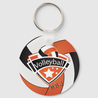 Volleyball - Monogram - Orange, White & Black Keychain