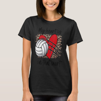 Volleyball My Heart is on that Court Leopard Volle T-Shirt