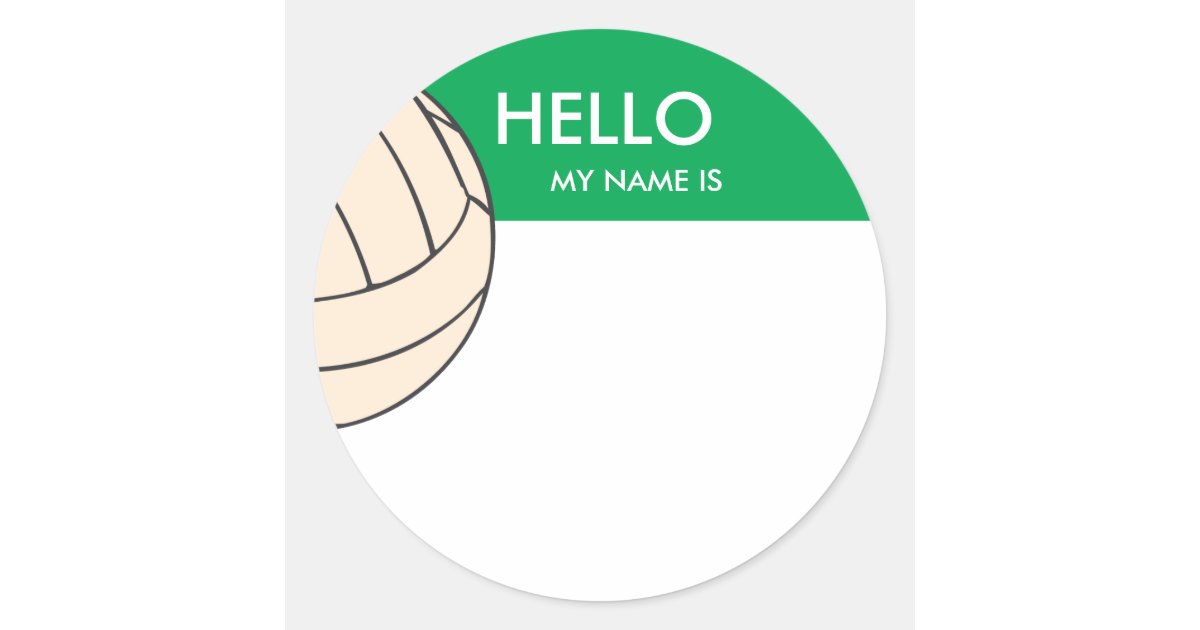 Volleyball name tag hello my name is Zazzle