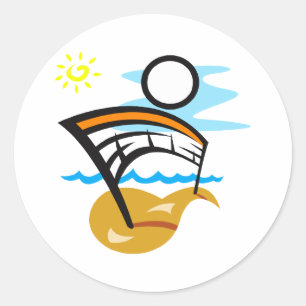 Volleyball Net & Ball Classic Round Sticker