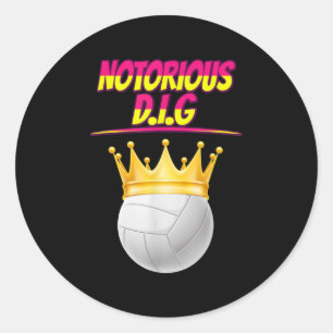 Volleyball Notorious Dig Fun Quote Sarcastic  Classic Round Sticker