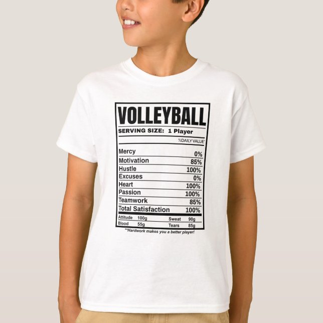Volleyball Nutrition Facts T-Shirt (Front)