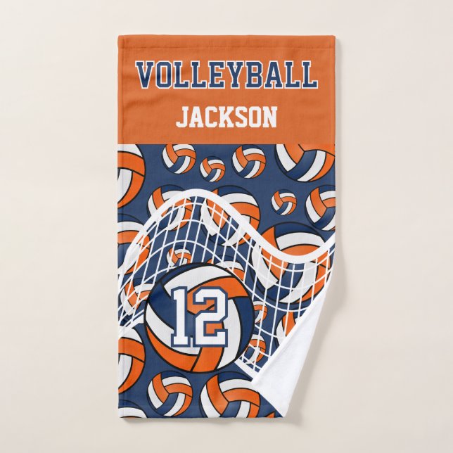 Volleyball - Orange, White and Navy Blue  Hand Towel (Hand Towel)