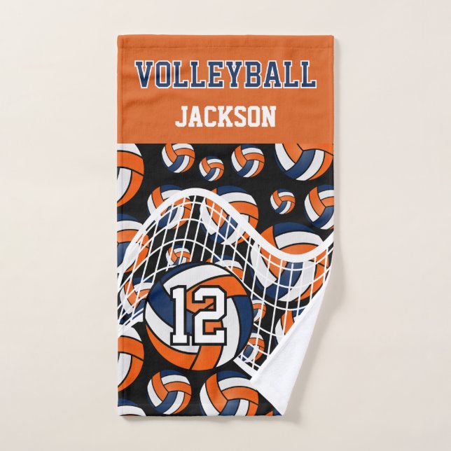 Volleyball - Orange, White and Navy Blue Hand Towel (Hand Towel)