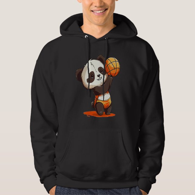 Volleyball Panda  Panda Hugging A Volleyball Hoodie (Front)