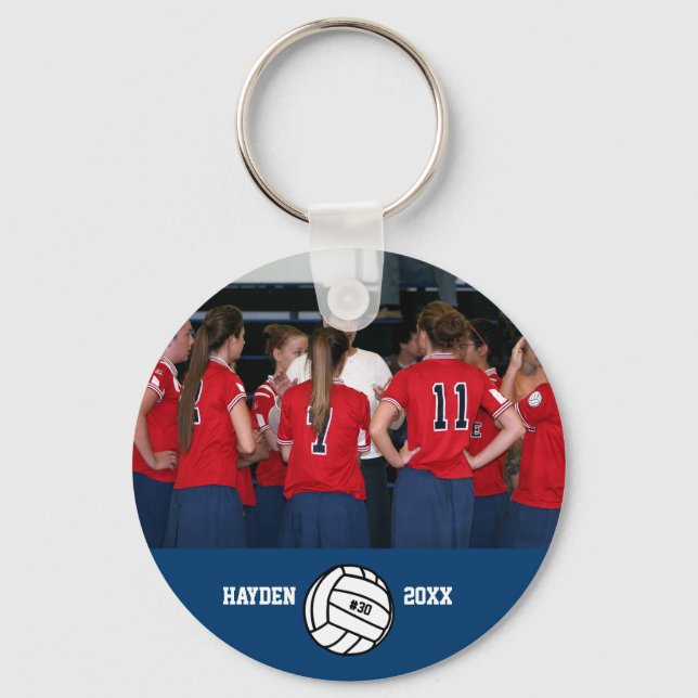 Volleyball Photo Name, Team, Number Custom  Keychain (Front)