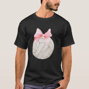 Volleyball Pink Bow Coquette Preppy Aesthetic Play T-Shirt