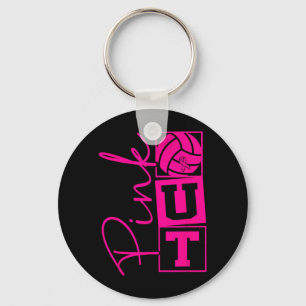 Volleyball Pink Out Breast Cancer Awareness Pink Keychain